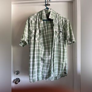Large men’s collard shirt green and white